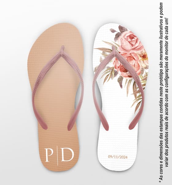 Chinelo Casamento Floral personalizado COD 10274