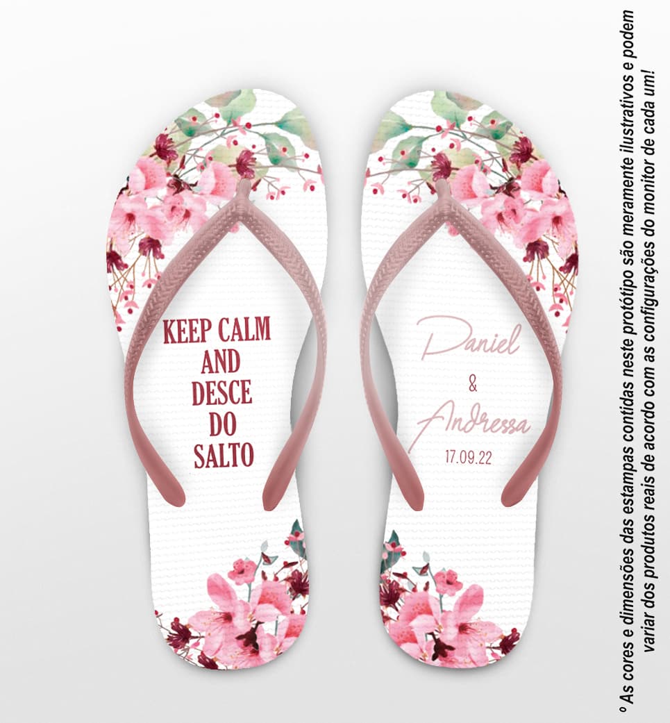 Chinelo Casamento Floral Personalizado COD 10288