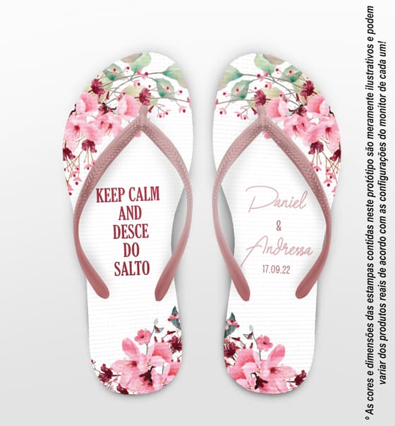 Chinelo Casamento Floral Personalizado COD 10288