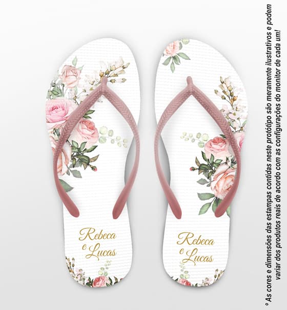Chinelo Casamento Floral Personalizado COD 10289