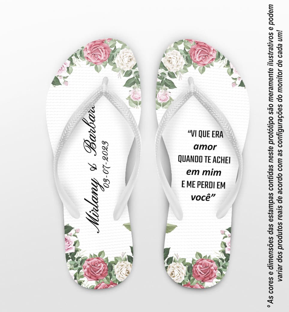 Chinelo Casamento Floral Personalizado COD 10314