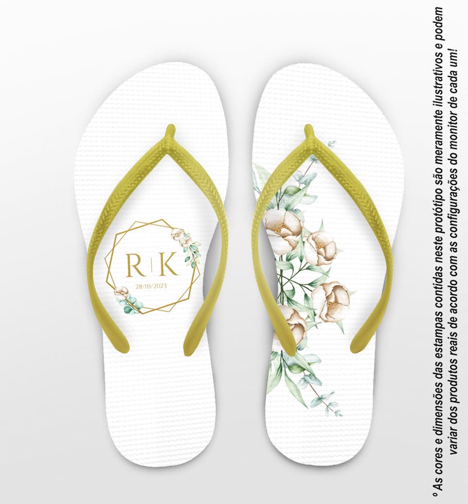 Chinelo Casamento Floral Personalizado COD 10572