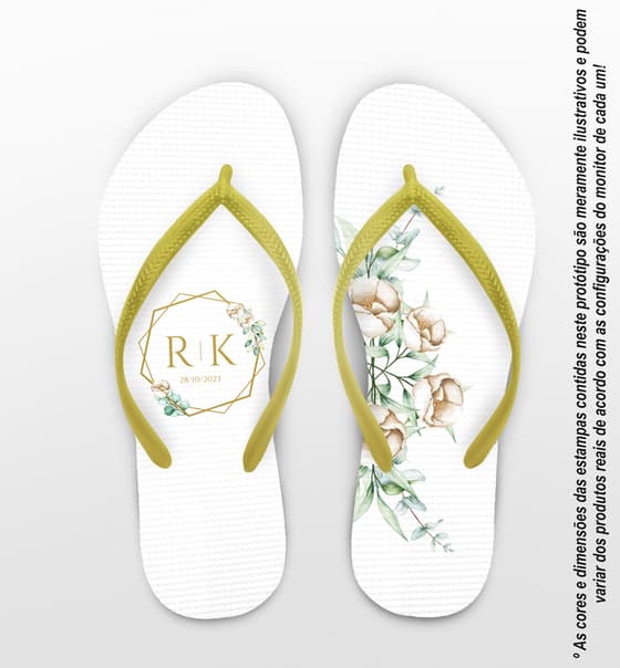 Chinelo Casamento Floral Personalizado COD 10572