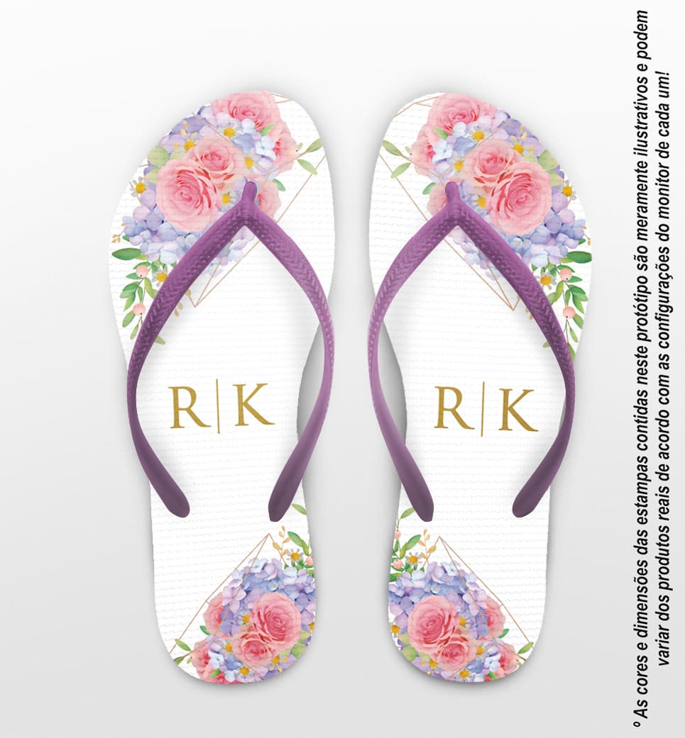 Chinelo Casamento Floral Personalizado COD 10574