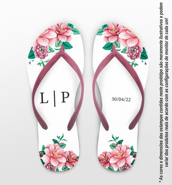 Chinelo Casamento Floral Personalizado COD 10581