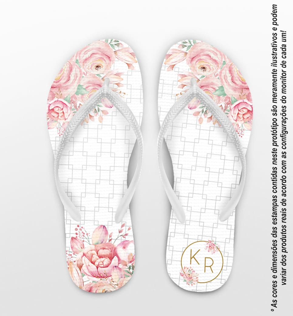 Chinelo Casamento Floral Personalizado COD 10586