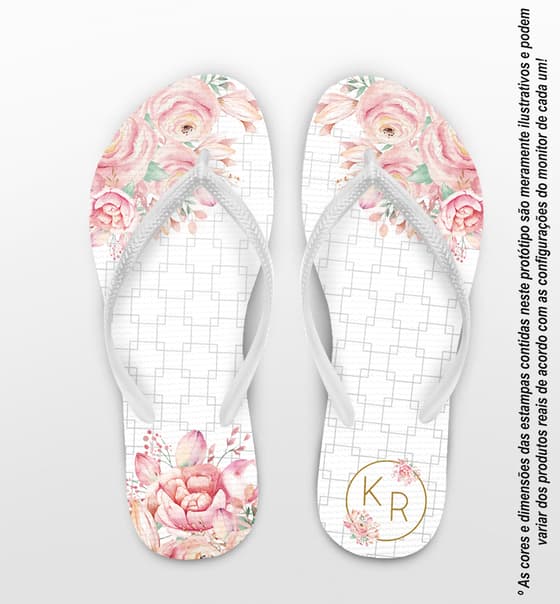 Chinelo Casamento Floral Personalizado COD 10586