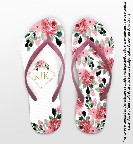 Chinelo Casamento Floral Personalizado COD 10701