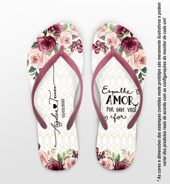 Chinelo Casamento Floral Personalizado COD 10709