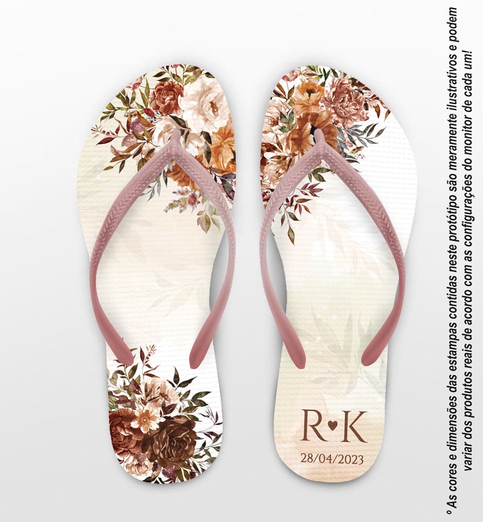 chinelo Casamento Floral Personalizado COD 10710