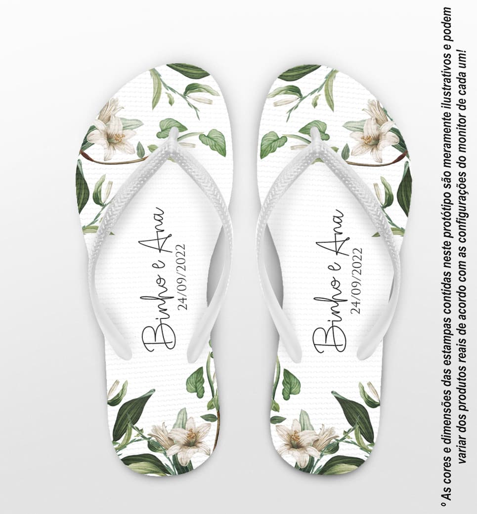 Chinelo Casamento Floral Personalizado COD 10724