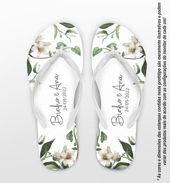 Chinelo Casamento Floral Personalizado COD 10724