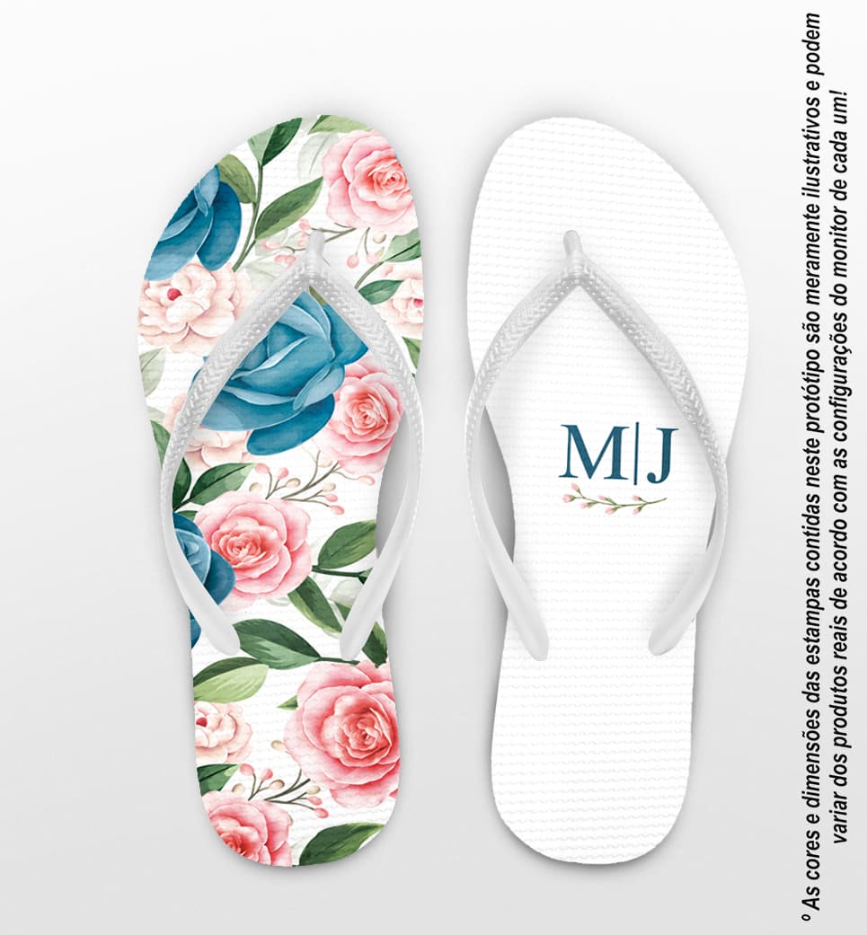 Chinelo Casamento Floral Personalizado COD 10735