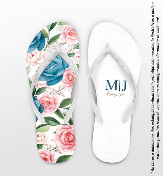 Chinelo Casamento Floral Personalizado COD 10735