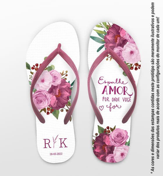 Chinelo Casamento Floral Personalizado COD 10736