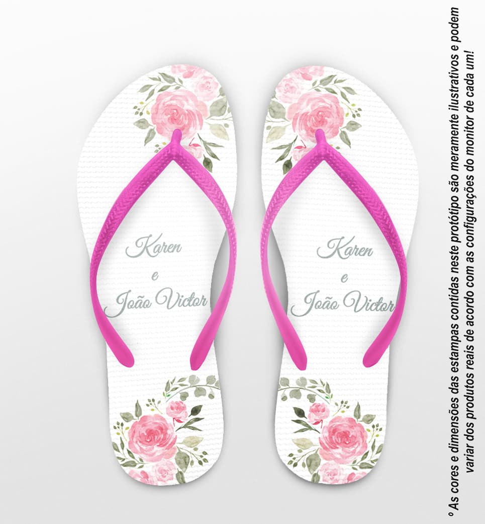 Chinelo Casamento Floral Personalizado COD 10740