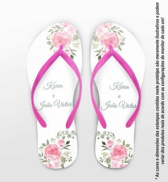 Chinelo Casamento Floral Personalizado COD 10740