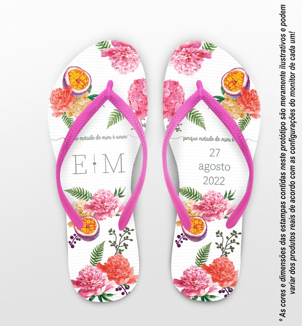 Chinelo Casamento Floral Personalizado COD 10749