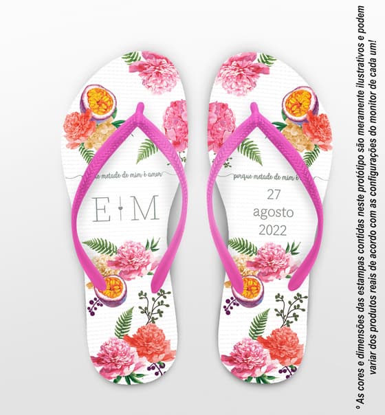 Chinelo Casamento Floral Personalizado COD 10749