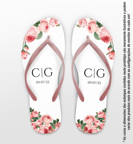Chinelo Casamento Floral Personalizado COD 10759