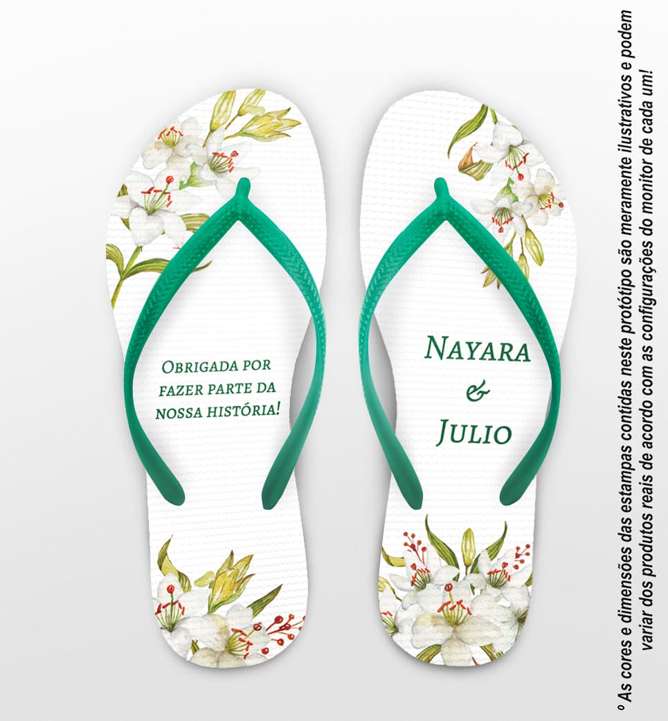 Chinelo Casamento Floral Personalizado COD 10775