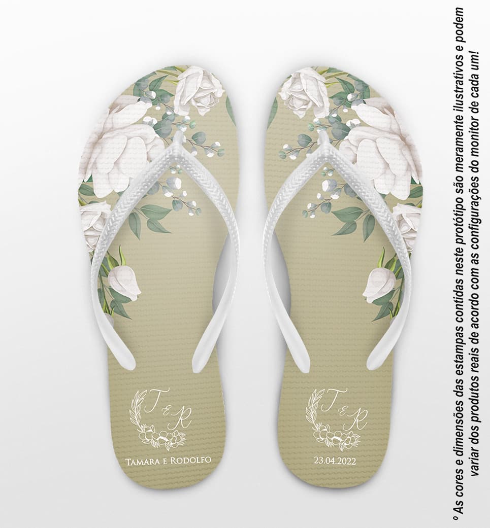 Chinelo Casamento Floral Personalizado COD 10779