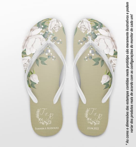 Chinelo Casamento Floral Personalizado COD 10779