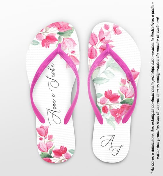 Chinelo Casamento Floral Personalizado COD 10785