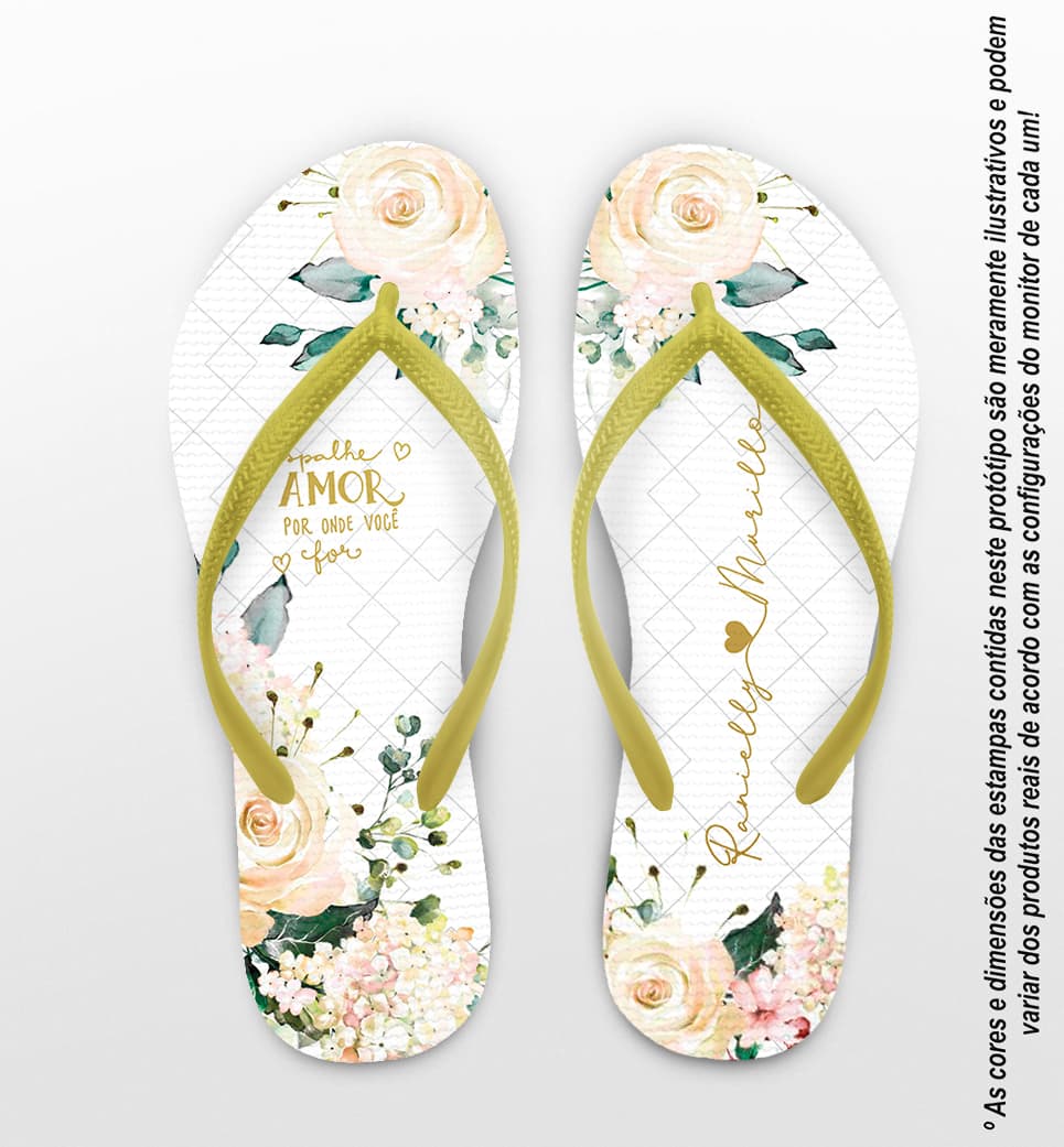 Chinelo Casamento Floral Personalizado COD 10795