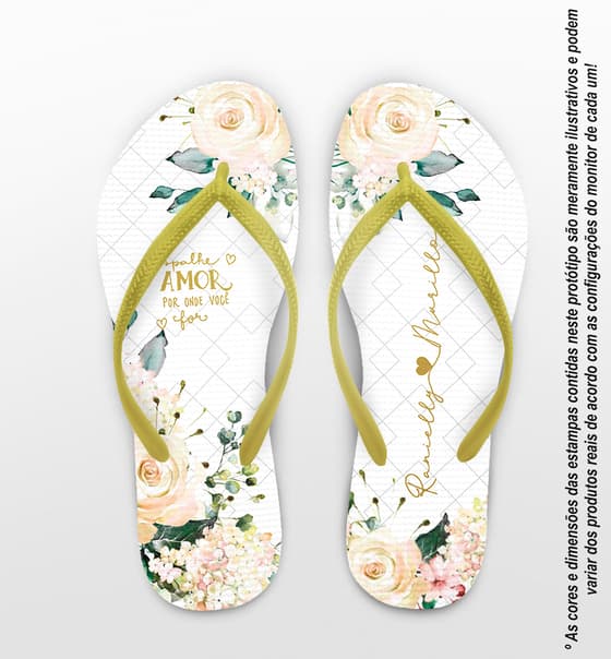 Chinelo Casamento Floral Personalizado COD 10795