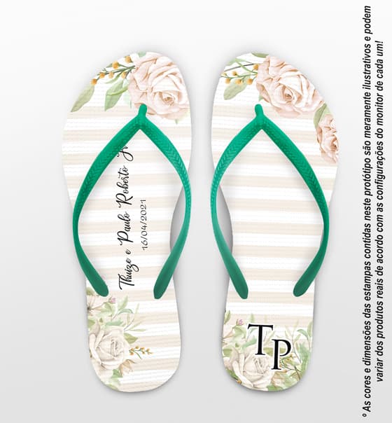Chinelo Casamento Floral Personalizado COD 8174