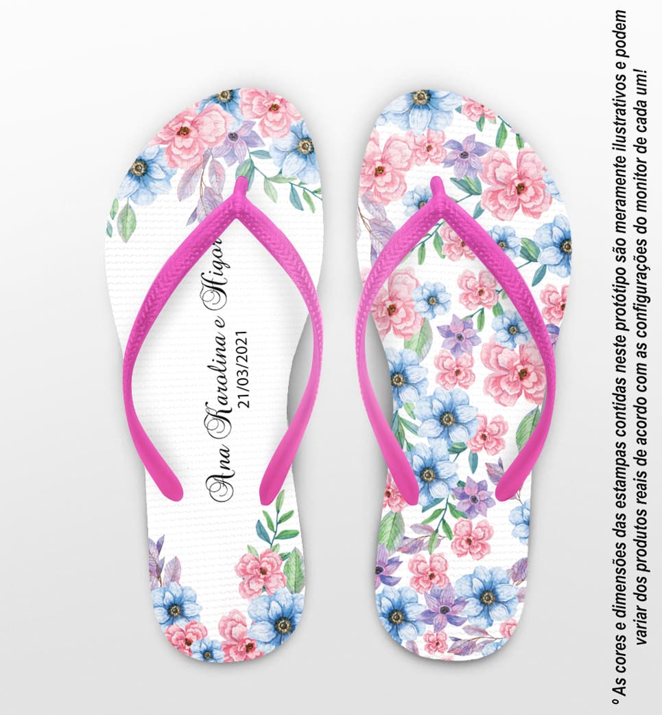 Chinelo Casamento Floral Personalizado COD 8183