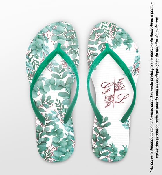 Chinelo Casamento Floral Personalizado COD 8190