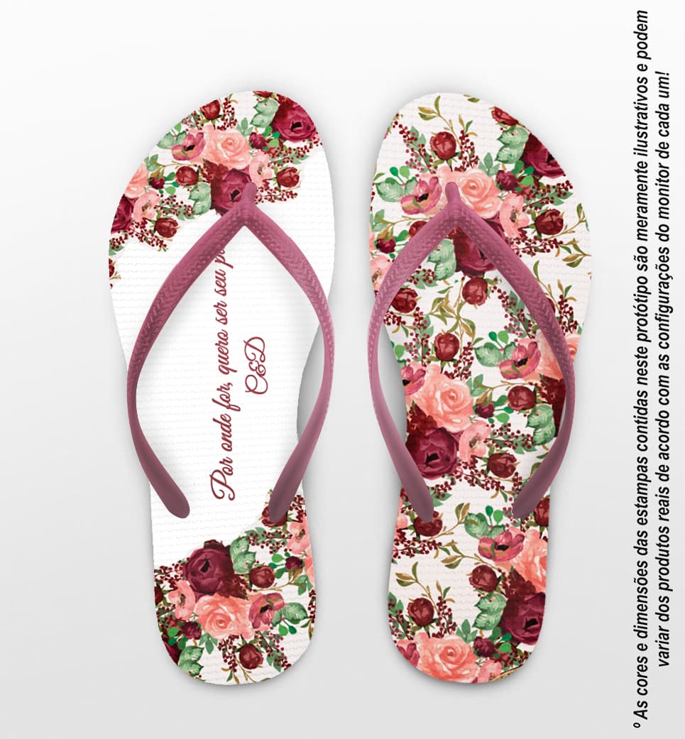 Chinelo Casamento Floral Personalizado COD 9790