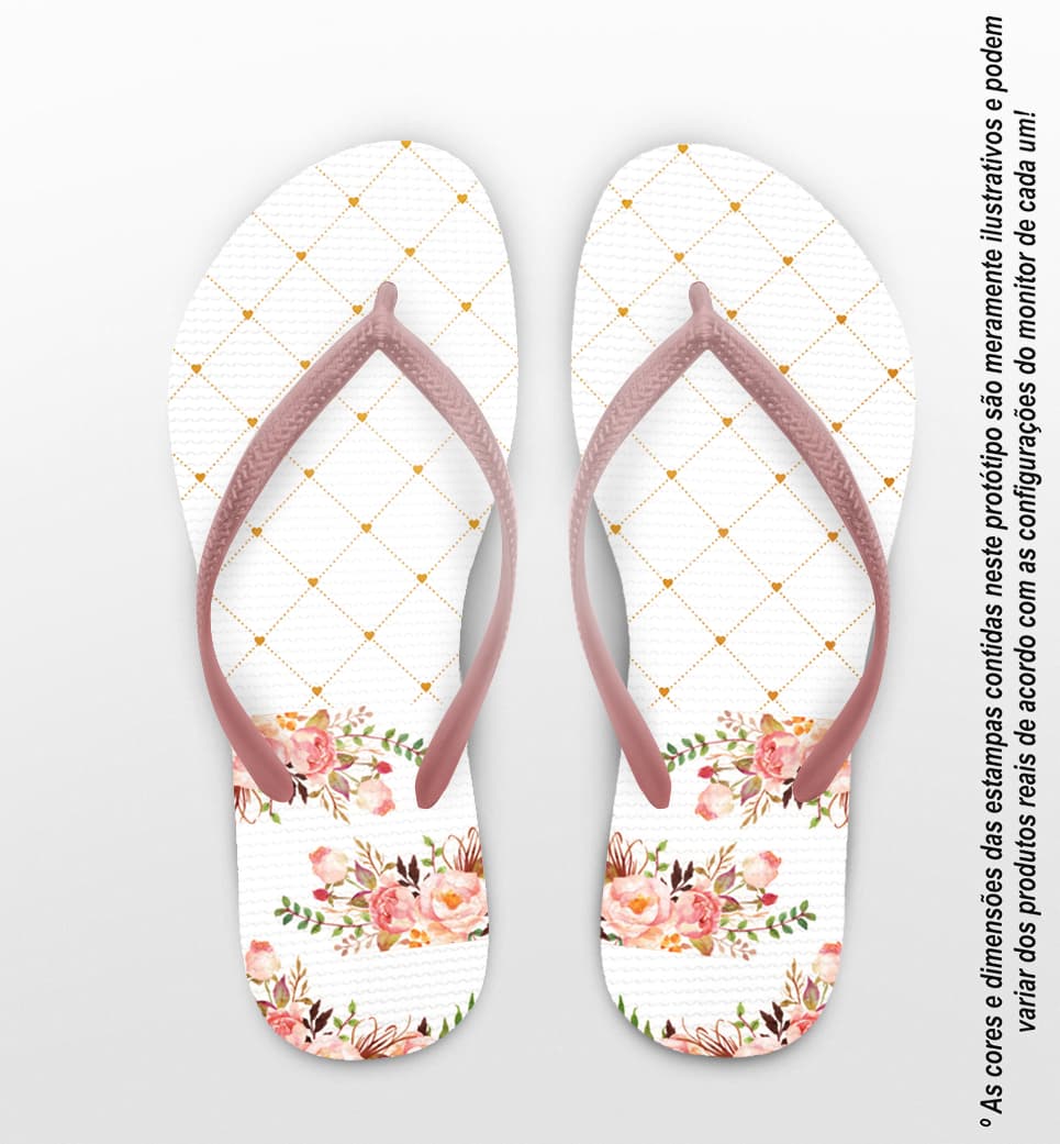 Chinelo Casamento Floral Quadrados COD 9798