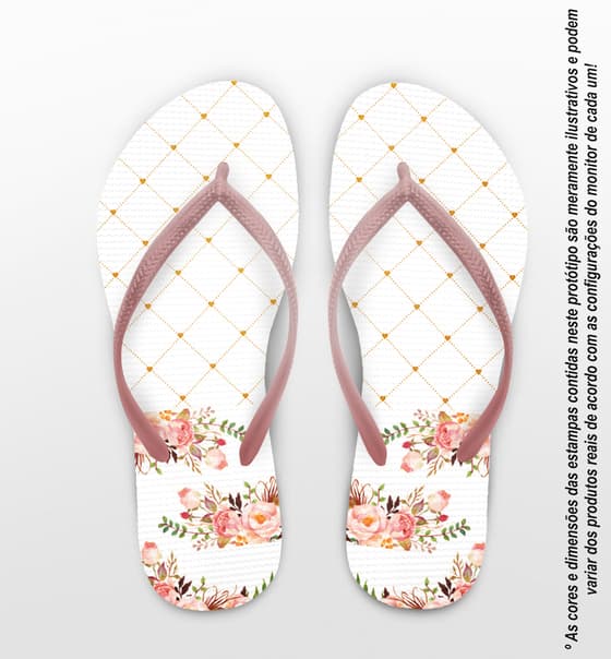 Chinelo Casamento Floral Quadrados COD 9798