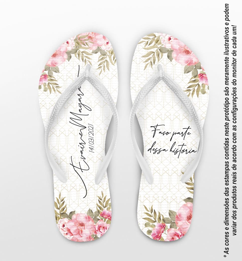 Chinelo Casamento Floral Rosa Claro Personalizado COD 8191