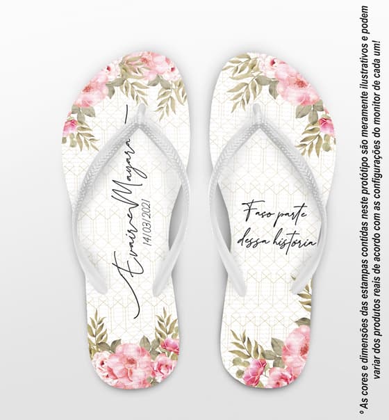 Chinelo Casamento Floral Rosa Claro Personalizado COD 8191