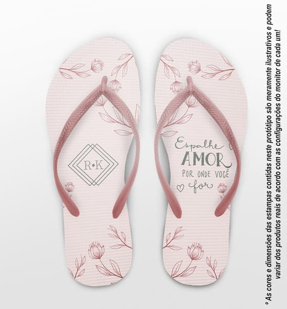 Chinelo Casamento Floral Rosé Personalizado COD 10578