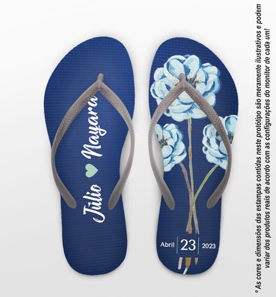 Chinelo Casamento Flores Personalizado COD 10714