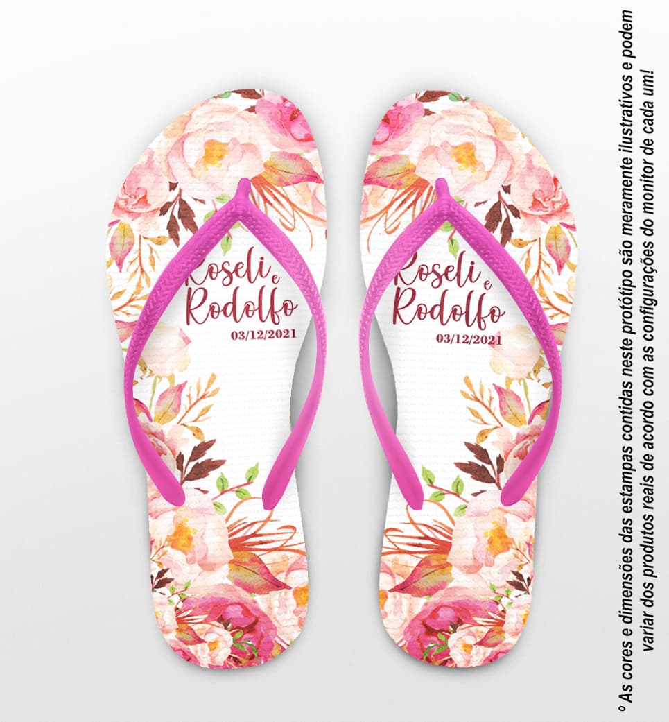Chinelo Casamento Flores Personalizados COD 10235