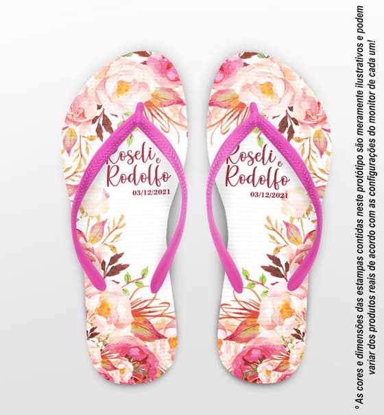 Chinelo Casamento Flores Personalizados COD 10235