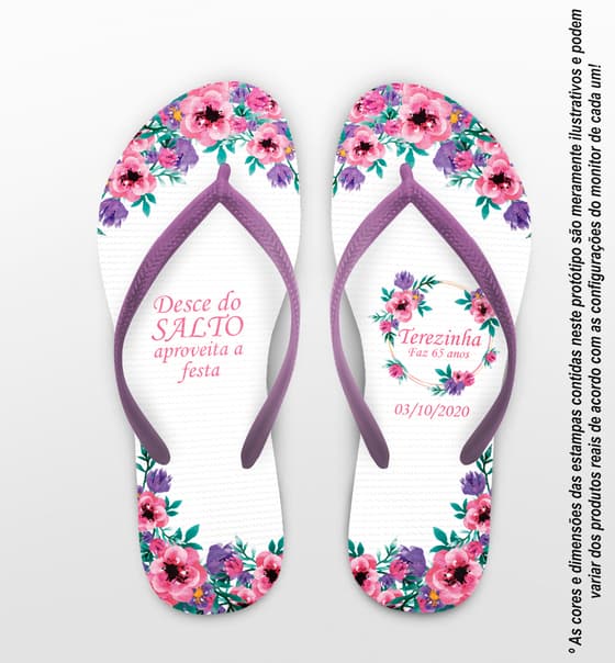 Chinelo Casamento Flores Rosas Personalizado COD 7979