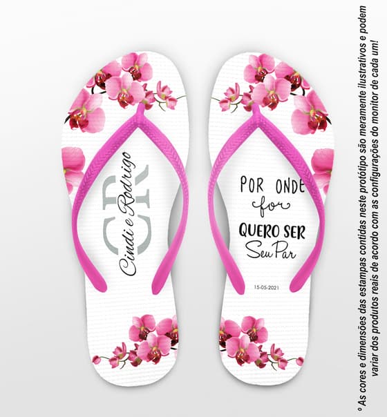 Chinelo Casamento Flores Rosas Personalizado COD 8196