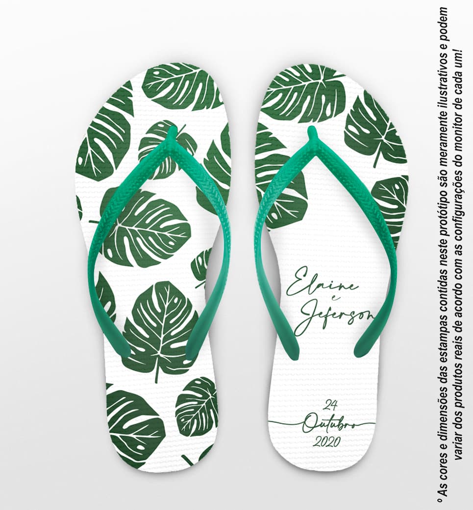 Chinelo Casamento Folha de Adão Personalizado COD 7987
