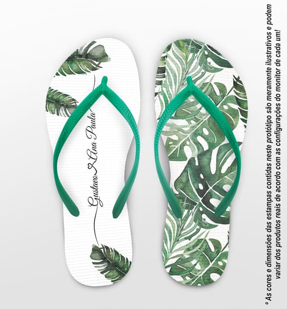 Chinelo Casamento Folhagem de Adão Personalizado COD 8020