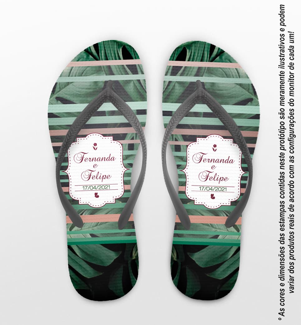Chinelo Casamento Folhagem Moderna Personalizado COD 8010