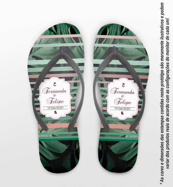 Chinelo Casamento Folhagem Moderna Personalizado COD 8010