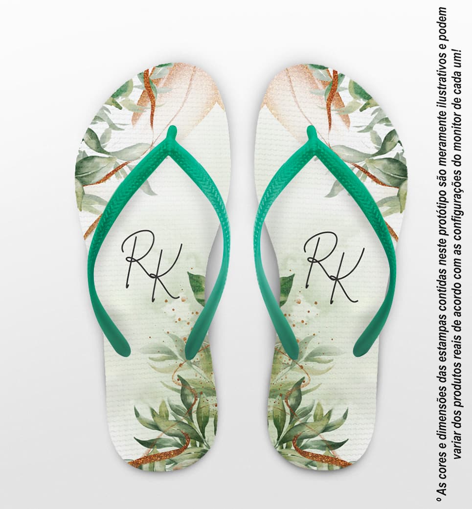 Chinelo Casamento Folhagem Personalizado COD 10585