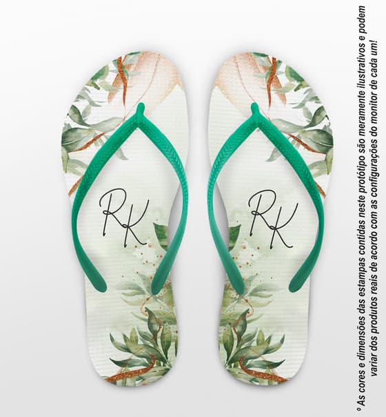 Chinelo Casamento Folhagem Personalizado COD 10585